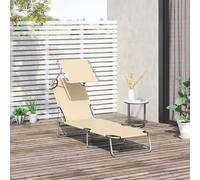 Outsunny Reclining Chair Folding Lounger Seat Sun Lounger with Sun Shade Awning Beach Garden Outdoor Patio Recliner Adjustable