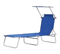 Outsunny Reclining Chair Folding Lounger Seat Sun Lounger with Sun Shade Awning Beach Garden Outdoor Patio Recliner Adjustable