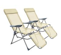 Outsunny Reclining Garden Chairs Set of 2 w/ 5-level Adjustable Backrest - Beige | TJ Hughes