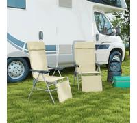 OUTSUNNY Reclining Garden Chairs Set of 2 w/ 5-level Adjustable Backrest in Beige Outsunny Beige