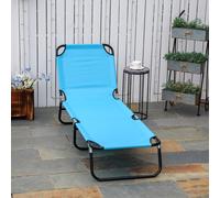 Outsunny Reclining Lawn Chaise Lounge Folding Chair Adjustable Backrest, Blue