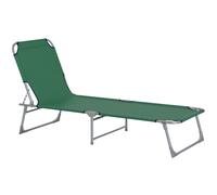 Outsunny Reclining Sun Lounger Chair Folding Camping Bed with 4-Position Adjustable Backrest, for Travel Indoor Outdoor Office Fishing, Beige Green