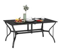 Outsunny Garden Dining Table with Steel Frame and Slatted Top for Balcony Black