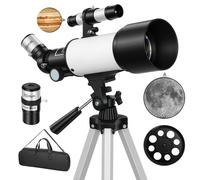 OUTSUNNY Refractor Astronomy Telescope with 70 mm Aperture, Carry Bag, White Outsunny White