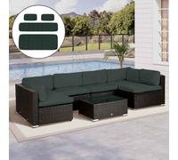 Outsunny Garden Rattan Sofa Cushion Polyester Cover Replacement Outdoor- No Cushion Included Grey, Grey