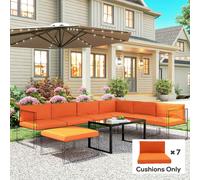 Outsunny Replacement Cushions for Outdoor Furniture Garden Seat Cushion Pad - Orange - Outdoor Seat Cushion Set