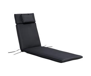 Outsunny Replacement Thick Cushion for Sun Lounger, Recliner Chair Relaxer Pad with Pillow, Black Aosom UK
