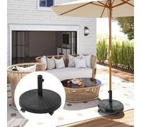 Outsunny 22.7kg Resin Patio Parasol Base Umbrella Stand Weight Deck Garden Sunshade Holder Round w/Wheels Brakes Outdoor
