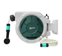 Outsunny Retractable 30+2M Garden Hose Reel Wall Mounted With Lock, Grey Grey