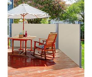 Outsunny Retractable Double Side Awning Screen Fence Privacy Beige, 6X1.6M