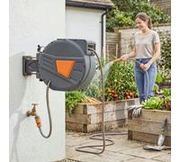 Outsunny Retractable Hose Reel Wall Mounted, 20+1.6m Hose Pipe Reel, Orange - Wall Mounted Hose Reel - 51L x 20W x 34H cm - Orange