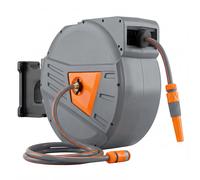 Outsunny Retractable Hose Reel Wall Mounted, 40+2m Garden Hose Pipe Reel with Auto Retraction, Self-Locking, Orange