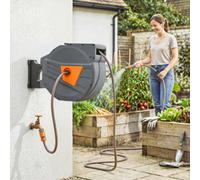 Outsunny Retractable Hose Reel Wall Mounted, 40+2M Hose Pipe Reel, Orange
