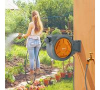 Outsunny Retractable Hose Reel Wall Mounted with Lock - Orange | TJ Hughes