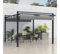 Pergola with Retractable Roof and Aluminium Frame, Grey Outsunny Grey One Size