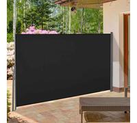 Outsunny Retractable Sun Side Awning Screen Fence 3 x 1.6m - Black, Black