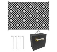 Outsunny Reversible Outdoor Rug w/ Carry Bag 182 x 274 cm, Black