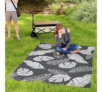 Outsunny Reversible Outdoor Rug w/Carry Bag, 182 x 274cm, Grey & White