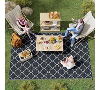 OUTSUNNY Reversible Outdoor Rug W/ Carry Bag for RV Camping Beach, 182 x 274 cm in Black | Size: 180 cm x 270 cm Outsunny Black 180 cm x 270 cm