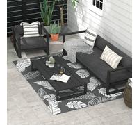 Outsunny Reversible Outdoor Rug W/ Carry Bag For Rv Camping Beach In Grey Grey