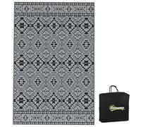 Outsunny Reversible Outdoor Rug with Carry Bag, 182 x 274cm, Black & Grey