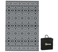 Outsunny Reversible Outdoor Rug with Carry Bag, 182 x 274cm, Black & Grey | Waterproof Plastic Straw Mat, for Garden, Deck, RV, Picnic, Beach, Camping