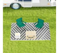 Outsunny Reversible Outdoor Rug with Carry Bag, Waterproof Plastic Straw Mat for Garden, Deck, RV, Picnic, Beach, Camping, 182 x 274cm, Grey and Cream