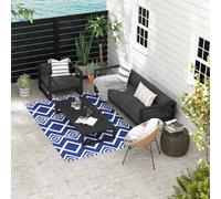 Outsunny Reversible Waterproof Outdoor Rug W/ Carry Bag - 182 x 274cm - Blue | TJ Hughes