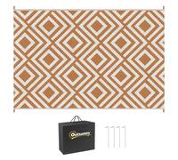 Reversible Outdoor Rug W/ Carry Bag for RV Camping Beach, 182 x 274 cm, Brown