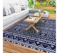 Outsunny 1.8 x 2.7m Reversible Outdoor RV Rug, Geometric, Blue and White, Blue