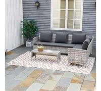 Outsunny Reversible Outdoor RV Rug, 274 x 182 cm Patio Floor Mat, Plastic Straw Rug for Garden, terrace, Picnic, Beach, Camping, Small Diamond, Coffee and White