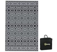 Outsunny Reversible Waterproof Outdoor Rug, 182 x 274cm | Black | Carry Bag