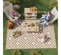 Outsunny Reversible Outdoor Rug 182 x 274 cm - Brown Design, Brown