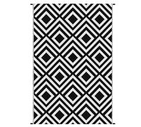 Outsunny Reversible Outdoor Rug w/Carry Bag, 182 x 274cm, Black & White | Waterproof Plastic Straw Mat, for Garden, Deck, RV, Picnic, Beach, Camping