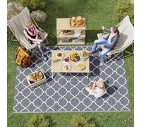 Outsunny Reversible Outdoor Rug w/ Bag 182 x 274 cm - Grey, Grey