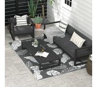 Outsunny Reversible Waterproof Outdoor Rug 182 X 274Cm, Grey, Reversible Design, Grey