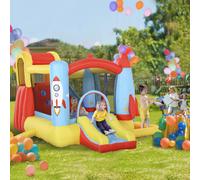 Outsunny Bouncy Castle with Slide Pool Rocket Trampoline w/ Carrybag Blower