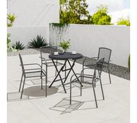 Outsunny Foldable Round Garden Table for 4, Outdoor Dining Table with HDPE Tabletop and Steel Frame, 80 x 80 x 73 cm, Dark Grey Aosom UK