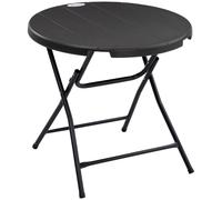 Outsunny Foldable Round Garden Table for 4, Outdoor Dining Table with HDPE Tabletop and Steel Frame, 80 x 80 x 73 cm, Dark Grey Aosom UK