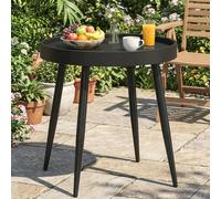 Outsunny Round Garden Table, Outdoor Coffee Side Table With Plastic Top In Black Black