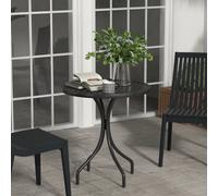 OUTSUNNY Round Garden Table Outdoor Side Table with Steel Frame in Black Outsunny Black