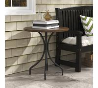 Outsunny Round Garden Table Outdoor Side Table With Steel Frame Brown Brown