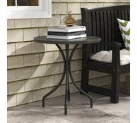 Outsunny Round Garden Table Outdoor Side Table with Steel Frame Grey, Grey