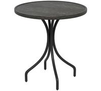 Outsunny Round Garden Table Outdoor Side Table with Steel Frame Grey, Grey