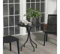 Outsunny Round Garden Table Outdoor Side Table With Steel Frame In Black Black