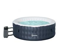 Outsunny Round Hot Tub Inflatable Spa Outdoor Bubble Spa Pool With Pump Cover Filter Cartridges 4-6 Person Dark Blue