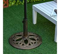 Outsunny Round Patio Umbrella Base Stand, Umbrella Holder - Bronze - Cast Metal - Umbrella Base