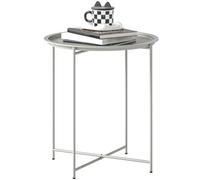 Outsunny 46cm Round Garden Table Side Table with Removable Tray - White - Φ46 x 50Hcm - Steel