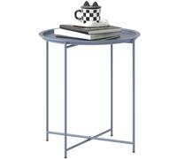 Outsunny 46cm Round Garden Table Side Table with Removable Tray - Blue Grey