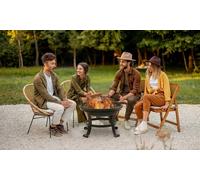 Outsunny Round Steel Fire Pit with Mesh Spark Cover and Poker 55cm
